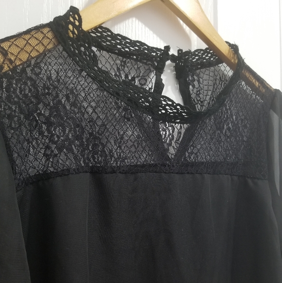 Romantic Rose Lace Yoke Sheer Blouse - Picture 2 of 5